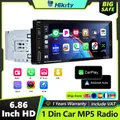 Hikity 6.86" Carplay Android 1DIN Car Stereo Android auto Bluetooth FM TF/USB Mirror Link Porta USB e TYPE-C