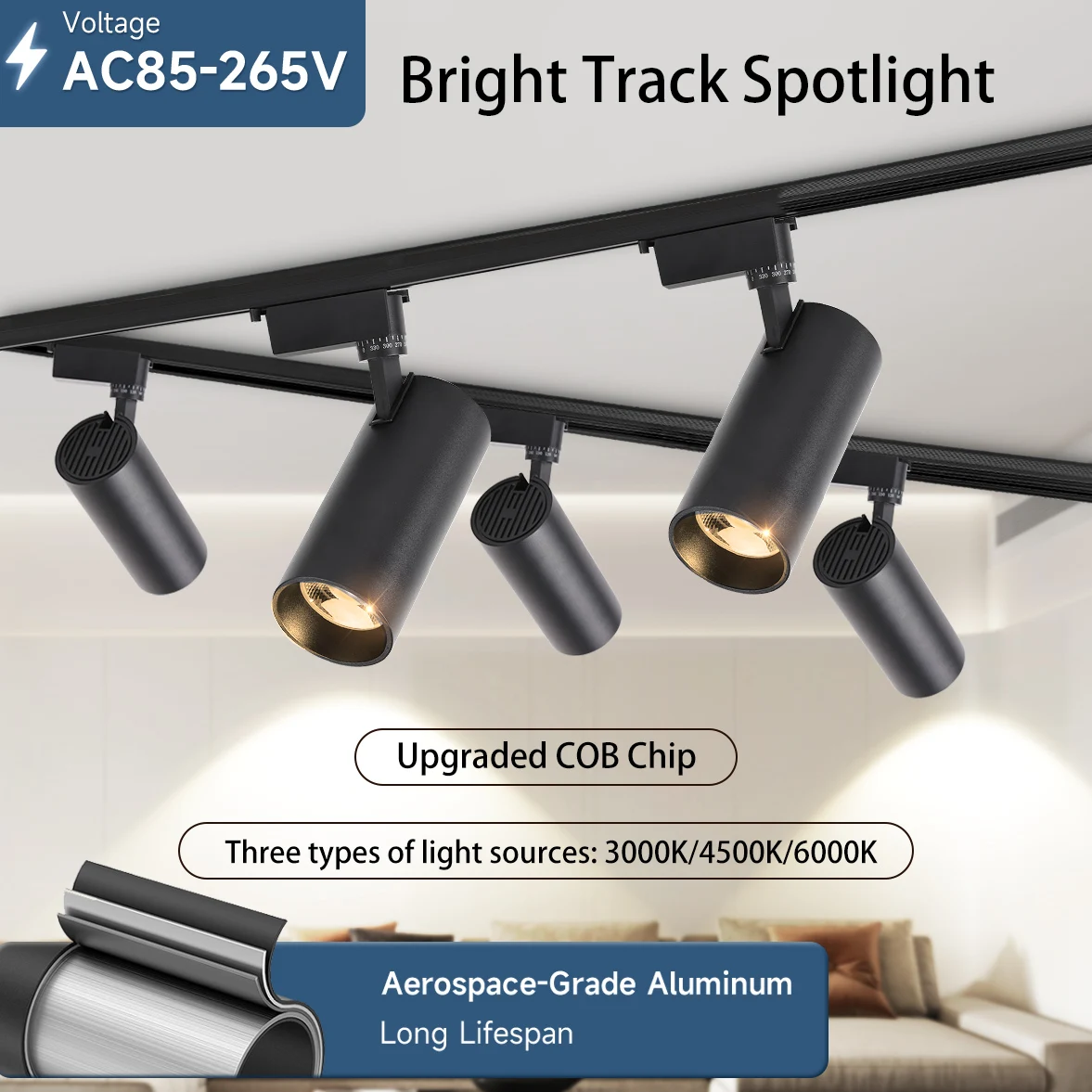 Schiene Schiene Licht Led-deckenleuchte Zimmer Schiene Set Spot Lampe Leuchte COB Chip Spot lichter Für Wohnzimmer Shop Schiene Beleuchtung Dekor