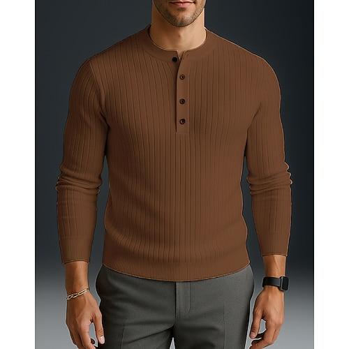 Herren Lässige Oberteile Pullover Knöpfe Langarm Oberteil Athleisure Herbst Mode Outdoor Reise Sportbekleidung Sportkleidung Einfarbig Schwarz Weiß Rot