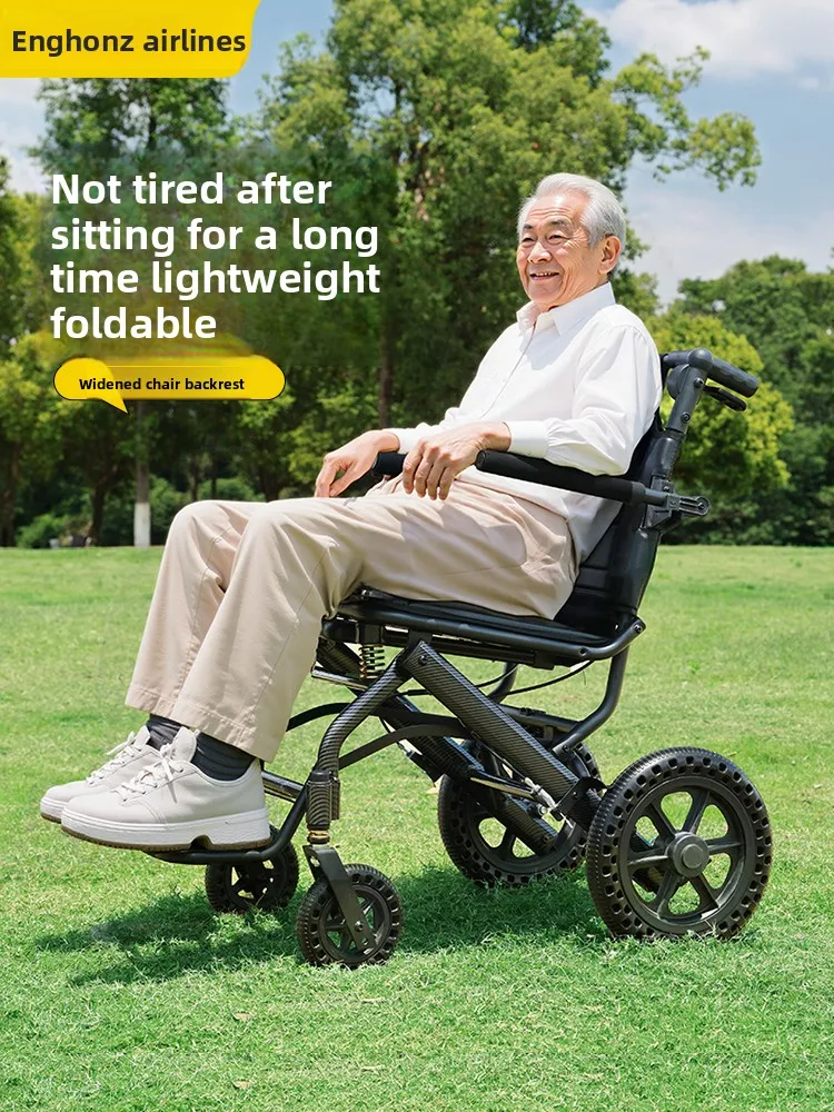 Kleiner faltbarer und leichter Rollstuhl für ältere Menschen, nationaler Zuschuss für Reisen, tragbarer Trolley für Flugzeuge Image