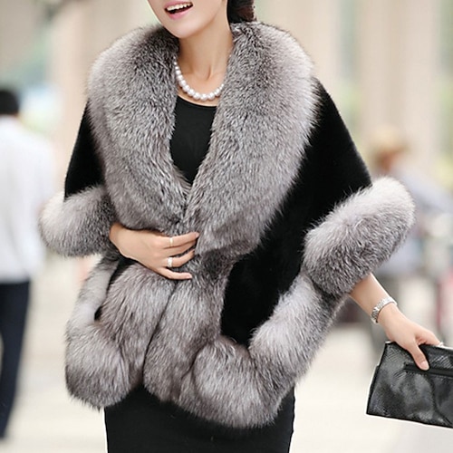 Damen-Kunstpelzschal, weicher, vielseitiger Schal, Wickeltuch, Bolero, Winter, warmer Umhang, Mantel, Cape für Braut-, Hochzeits- und Abendkleider im Stil der 1920er Jahre Image