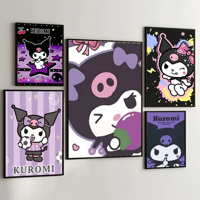 1PC Melody K-Kuromi Poster Movie Sticky Posters Retro Kraft Paper Sticker DIY Room Bar Cafe Aesthetic Art Wall Painting
