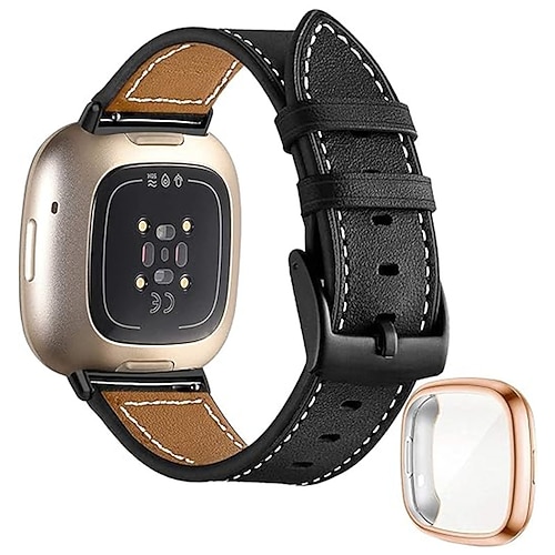 Cinturino intelligente Compatibile con Fitbit Fitbit Versa Lite Versa 4, Sense 2, Versa 3, Sense Fitbit Versa 2 Pelle Orologio intelligente Cinghia con Custodia Regolabili Donne Uomini Cinturino
