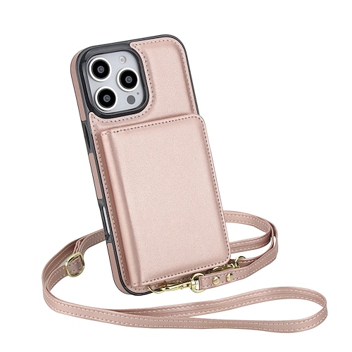 Handy Hülle Handyhüllen Für 16 15 14 Pro Max 16e 13 Pro Max 13 Mini Rückseite mit Trageriemen Ständer Kartenfach Retro TPU PU-Leder Image