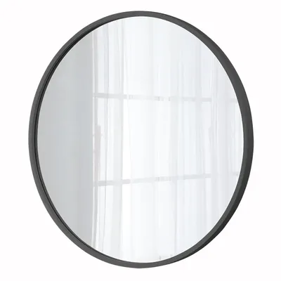 Wooden frame toilet bathroom mirror solid wood washstand dressing mirror wall hanging round mirror bathroom