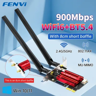 FENVI WiFi6 AX900 PCI-E Adapter BT 5.4 900Mbps Dual Band 2.4GHz/5GHz 802.11AX 8cm Low Bracket Wireless Network Card For Win10/11