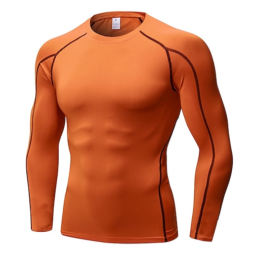 Herren Tarnung Einfarbig Kompressionsshirt Trainings-Basisschicht T-shirt Fitness Frühling Herbst Langarm Athleisure Spandex Schnelltrocknend Fitnessstudio Basketball Laufen sportlich Blau Grün Image