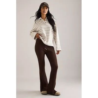 By Anthropologie Rib Knit Flared Trousers