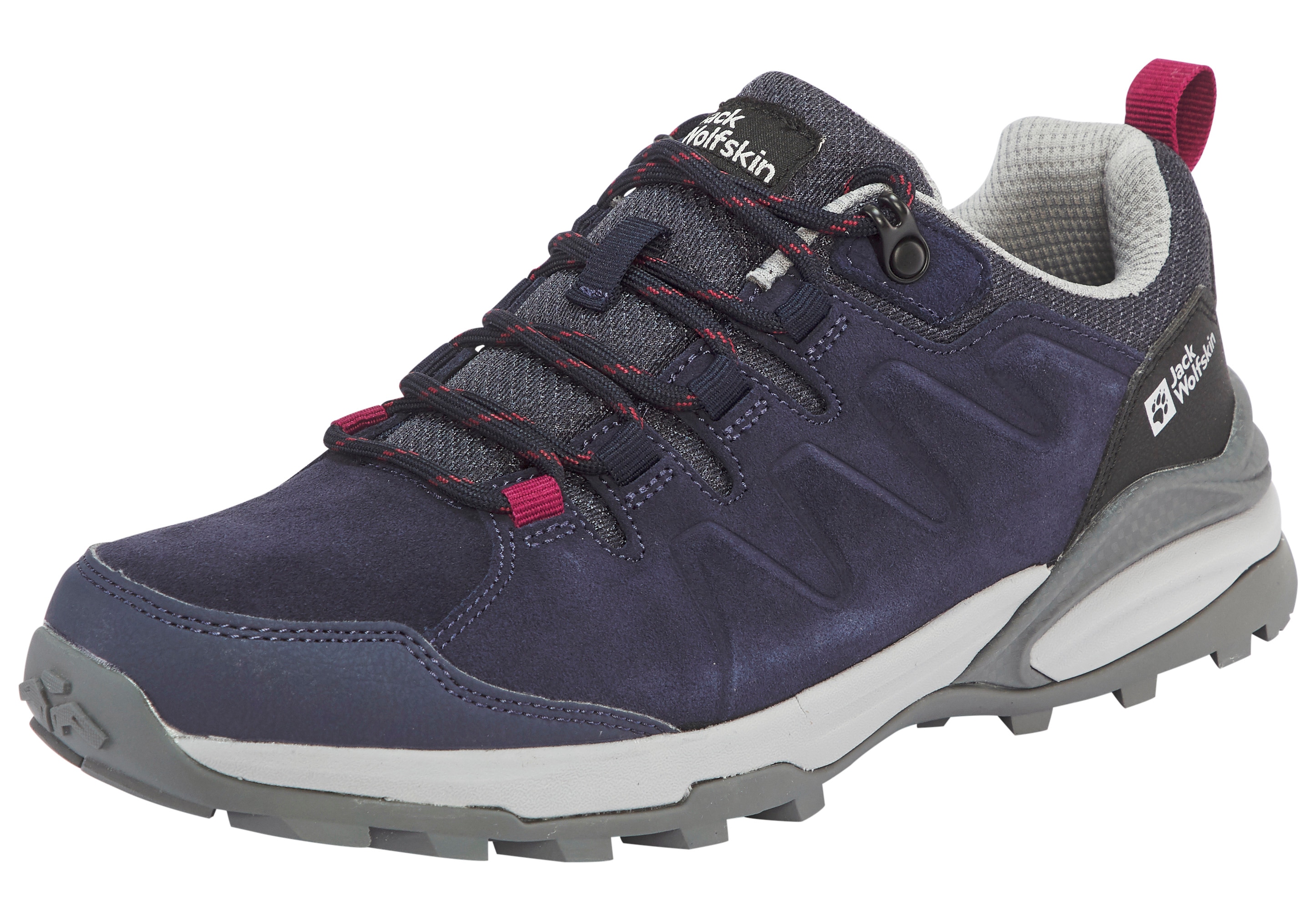 Wanderschuh JACK WOLFSKIN "MTN GOAT LOW W", Damen, Gr. 37,5, grau (graphite, pink), Leder, Schuhe Wanderschuh, Trekkingschuh