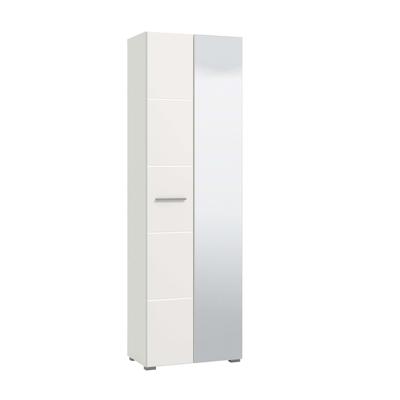Garderobenschrank HOME AFFAIRE "Beny Kleiderschrank, Stauraumschrank, Flurschrank, Höhe 193 cm", opaque weiß, weiß hochglanz, B:60cm H:192,5cm T:35,5cm, Spanplatte, Glas, MDF, Metall, Kunststoff, Schränke, Hochglanzfronten, Spiegeltür, Breite 60 cm,... Image