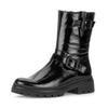 Bikerboots GABOR "FLORENZ", Damen, Gr. 36, schwarz, Lackleder, glänzend, modisch, Schuhe, Blockabsatz, Stiefelette mit einer Schafthöhe von 21 cm, G-Weite