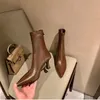 2024 Frauen Stiefeletten Echt leder Büro Dame Schuhe Frau spitzen Zehen dünne High Heels Herbst Stretch Größe 35-39
