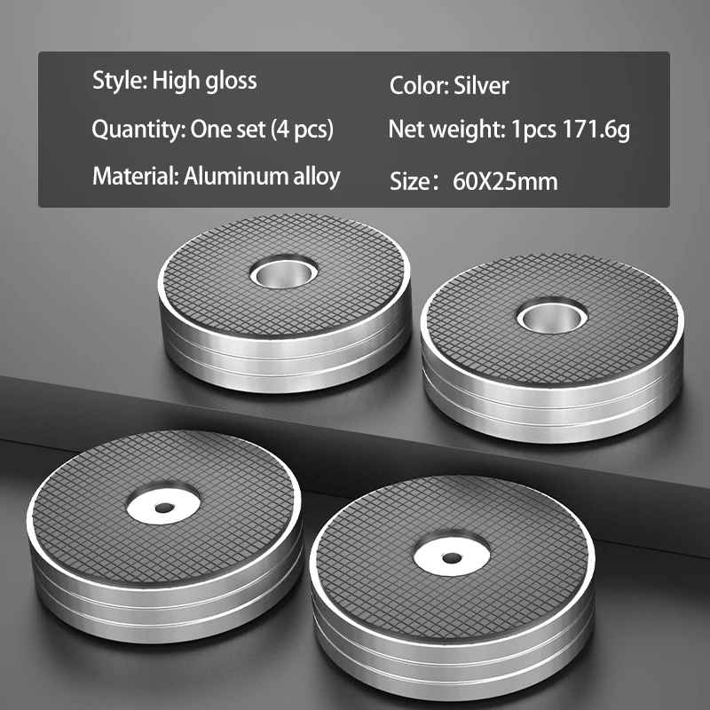 6, silber glänzend HIFI fuß pad 4 stücke aluminium legierung stoßdämpfer fuß pad lautsprecher verstärker anti-rutsch-halterung dual-use-fuß pad Image