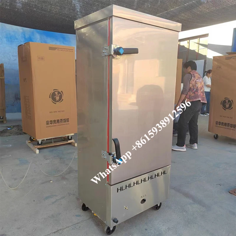 Reis-Dampfgarer-Schrank, 12 Tabletts, kommerziell, elektrisch, 220 V, 110 V, Lebensmittel, Gas, 24 Platten, Mantou-Fleischkocher Image