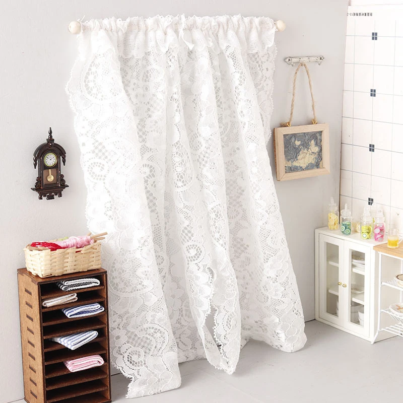 1/12 Puppenhaus Miniatur Spitze Vorhang Puppe Hause Schlafzimmer Möbel Dekor Spielzeug Puppen Haus Zubehör DIY Micro Szene Foto Requisiten