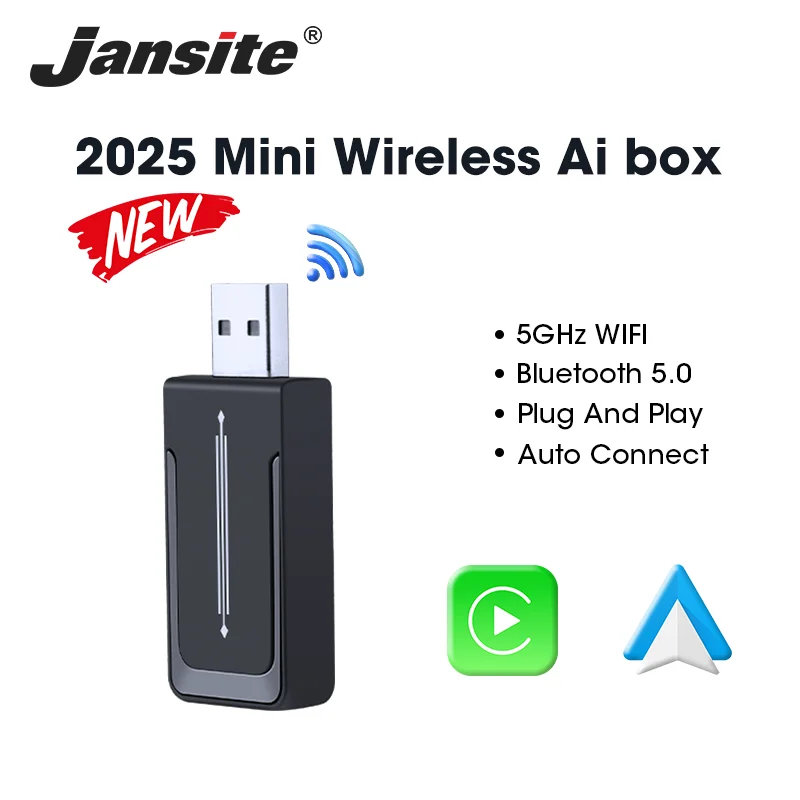 2025 2-in-1 Wireless Carplay Android Auto Ai Box verkabelt mit Wireless Dongle Automatic Connect Adapter Bluetooth Plug Play Mini Box Image