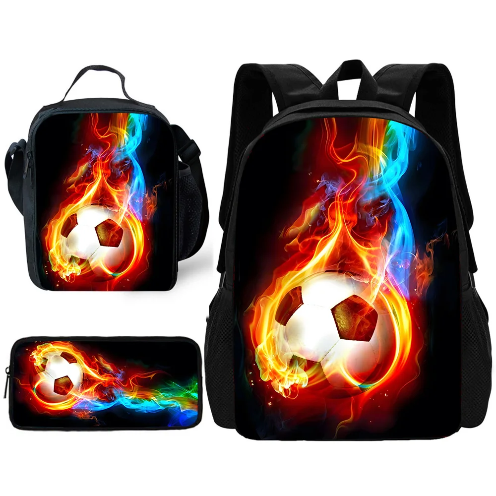 Sac à dos d'école de Football de sport chaud pour enfants avec sacs à déjeuner, sacs à crayons, sacs d'école pour garçons et filles, meilleur cadeau