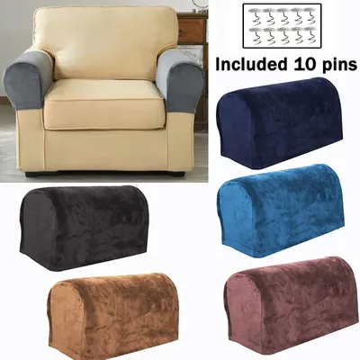 2pcs Elastic Sofa Armrest Cover Velvet Sofa Armrest Towel Pet Kids Protector Elastic Slipcover For Sofa Free Fix Screw Button