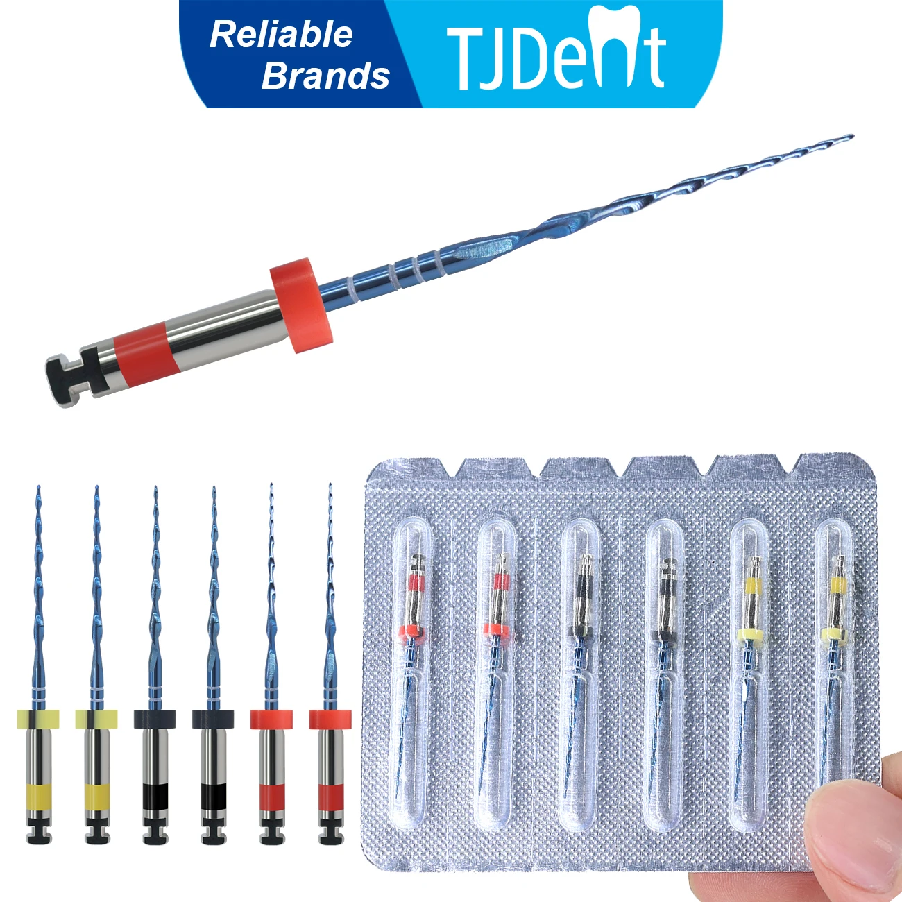 TJDent Endo Niti Nur eine Feilen Dental Blue Flexible hin- und hergehende Rotationsfeilen Zahnmedizinmaterialien Instrumente 21 mm G25/G40/G50 Image