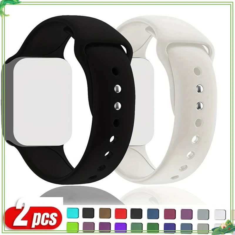 2 Stück Armband für Apple Watch Ultra 2 Band 49 mm 44 mm 40 mm 45 mm 38-41-42 mm-46 mm Silikonarmband iWatch Serie 10 8 7 6 5 4 3 SE 9 Image