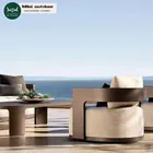 Set di divani moderni in alluminio di lusso mobili in metallo di teak antiruggine per giardino esterno per soggiorno hotel parco villa riposo per il tempo libero