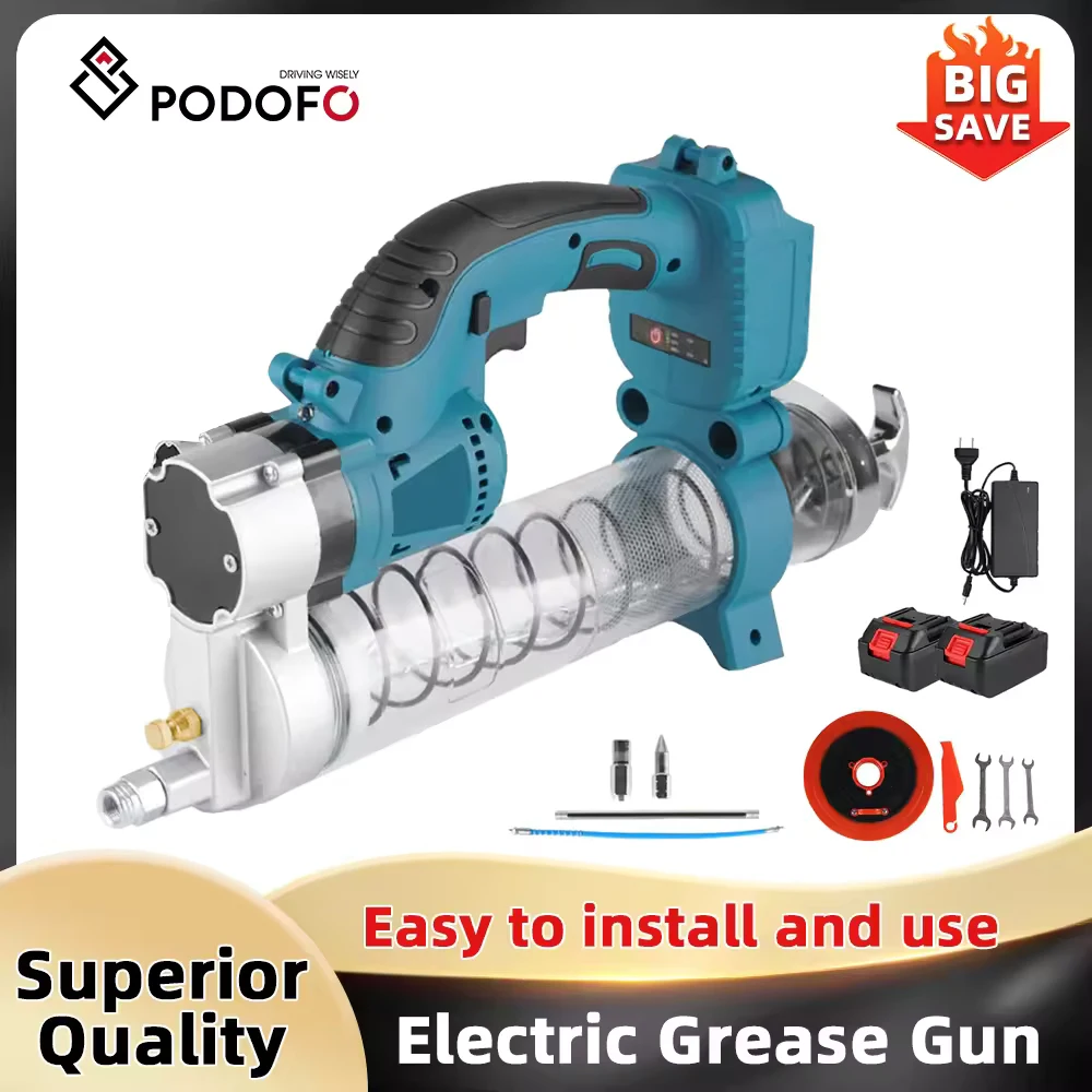 Podofo Elektrische Fettpresse 10000PSL 689Bar Für Makita Batterie 960W Hochdruck Auto Schmieröl Auto Wartung Power Tool Image