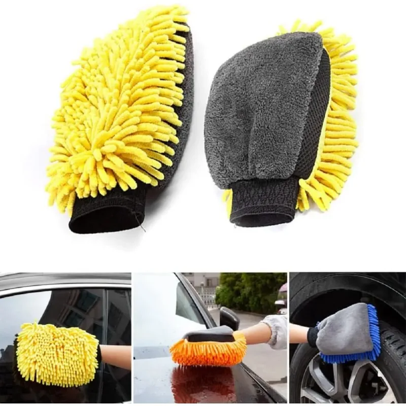 1PCS Wasserdichte Auto Waschen Mikrofaser Chenille Handschuhe Dicke Auto Reinigung Handschuh Wachs Detaillierung Pinsel Auto Pflege doppelseitigen handschuh Image