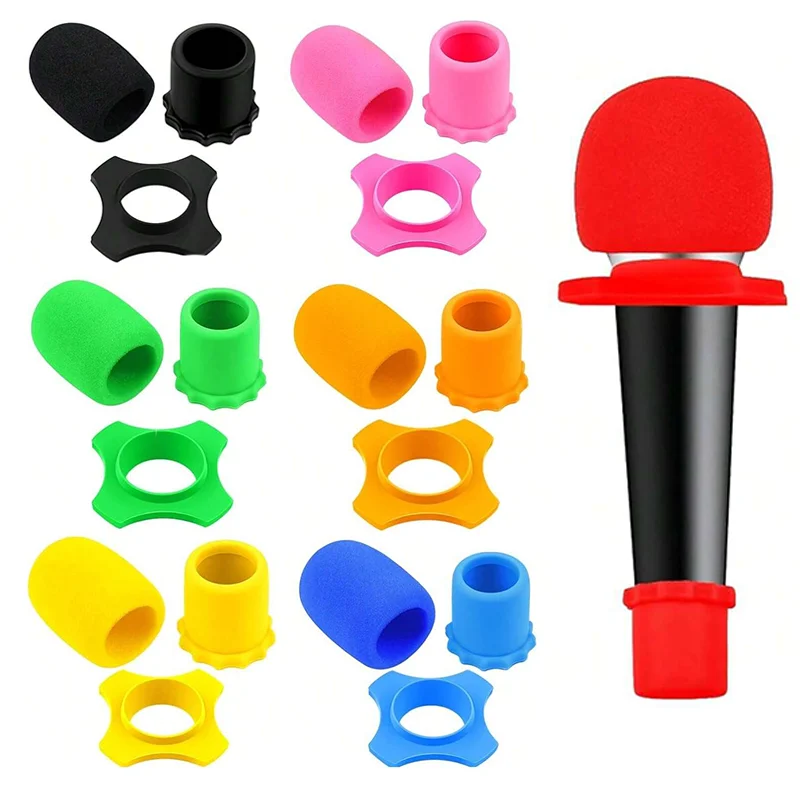 Mikrofon Abdeckung Schaum Mikrofon Staub Abdeckung Windschutzscheibe Rüttelfest Handheld Mic Schutz Silikon Ring Anti Roll Bottom Rod Image