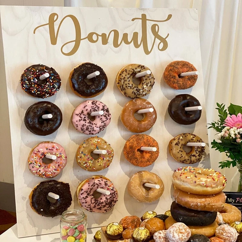 Holz Donut Wand Stehen Donut Halter Bord für Hochzeit Baby Shower Geburtstag Party Dessert Tisch Decor Candy Bar Stehen Halter Image