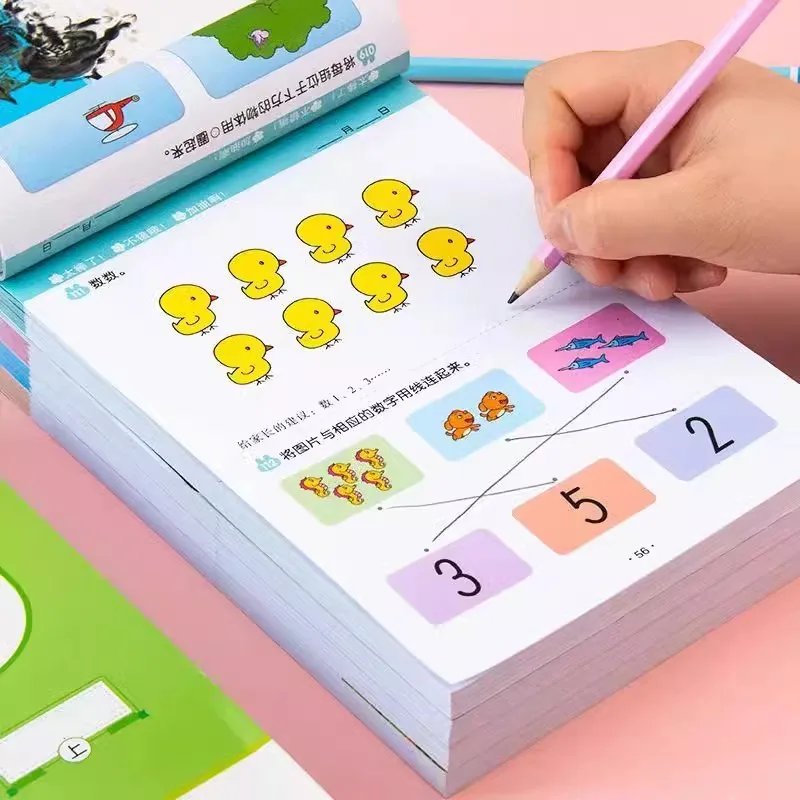 2–7 Jahre mathematisches Buch, Tiere, Zeichnen, Malen, Stift, Kontrolltraining, Kinder, Gehirn, Früherziehung, Buch für Kinder, 365 Fragen