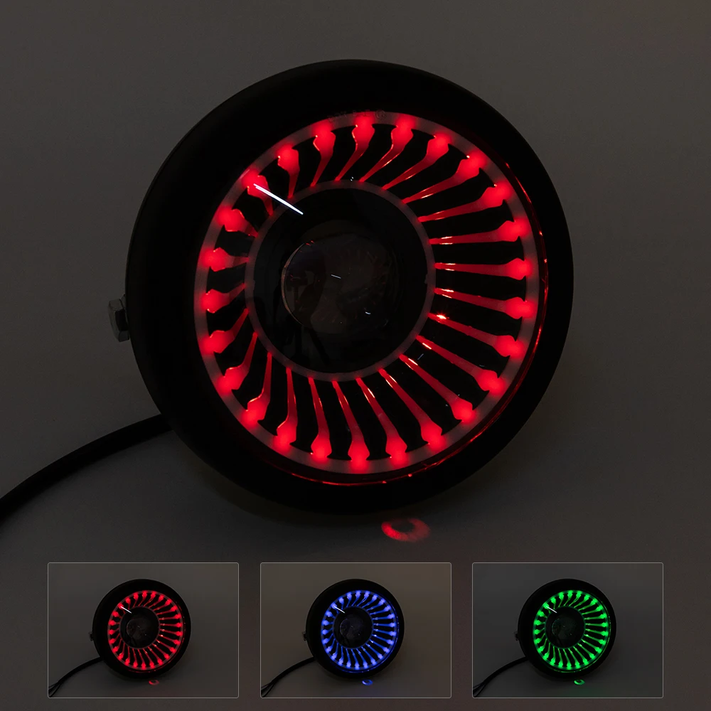 Moto 6.5 Pollici Universale LED Faro RGB Fendinebbia Alto Basso Fascio Rotondo Moto Faro Halo DRL Per Harley Yamha Honda