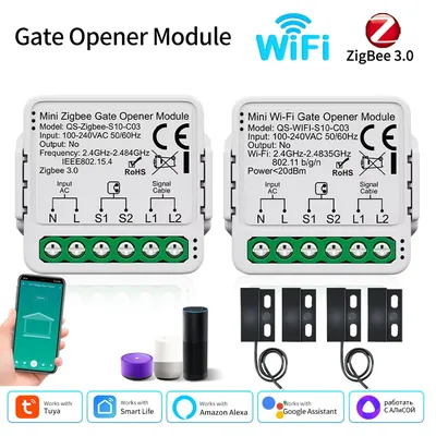 100-240V Tuya Zigbee WiFi Gate Opener Module Smart Garage Door Controller Switch Smart Life App Remote Control Alexa Google Home