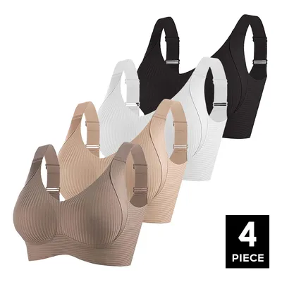 FallSweet 4PCS/set Wireless Push Up Bras for Women Seamless Large Size Bralette Underwear Comfort Breathable Invisible Lingerie