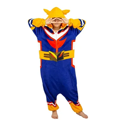 Frauen Männer Kigurumi Onesies Mein hero academia Cosplay Kostüme Mit Kapuze All Might cartoon pyjamas hause liebhaber langarm Overalls Image