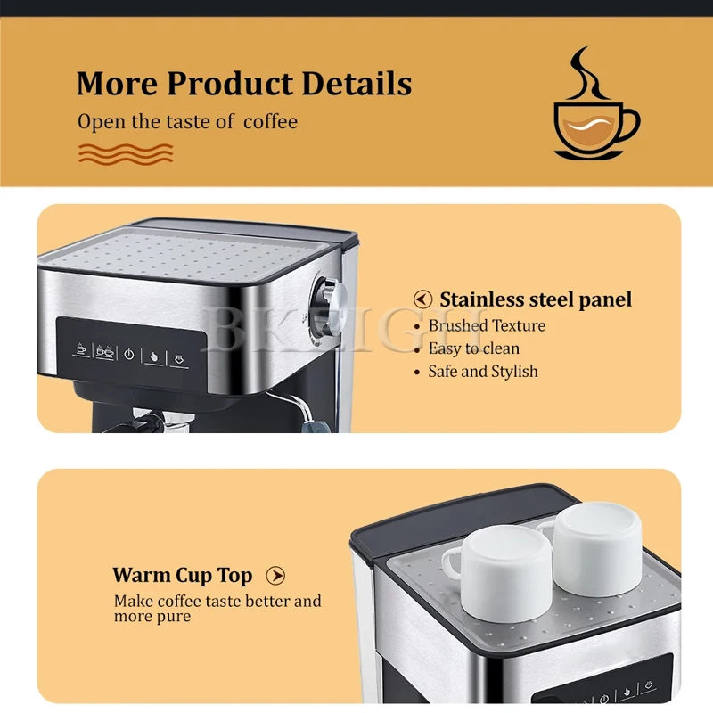 New Italian Small Coffee Machine Home 20Bar Extracted Espresso Machine Steam Brewing Machine