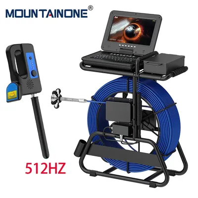 Sewer Inspection Camera 10'' 1080P Screen Pipe Inspection Camera Meter Counter+Self-Leveling 512HZ Locator+Diameter 7mm cable