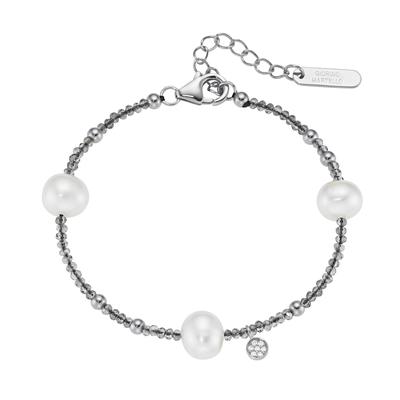 Giorgio Martello Milano Armband mit Süßwasser-Perlen und Ziersteinen, Silber 925 Image