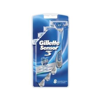 Gillette Sensor3 Disposable Razors with Sensitive and Aloe Lubrastrip, 8-Count Packages (Pack of 2)
