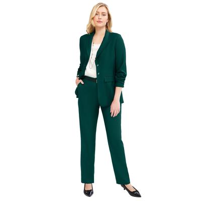 Plus Size Women's 2-Piece Stretch Crepe Single-Breasted Pantsuit by Jessica London in Emerald Green (Size 26 W) Set
