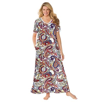 Plus Size Women's Long T-Shirt Lounger by Dreams & Co. in Multi Paisley (Size 1X)
