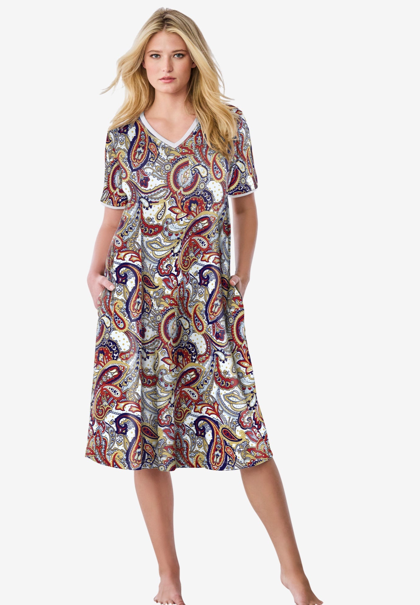 Plus Size Women's Short T-Shirt Lounger by Dreams & Co. in Multi Paisley (Size 3X)