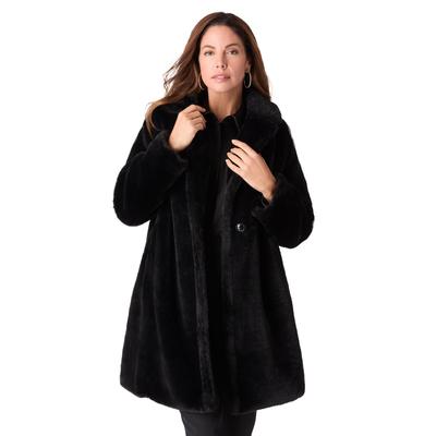 Plus Size Women's Faux Fur Long Coat by Roamans in Black (Size 14/16)