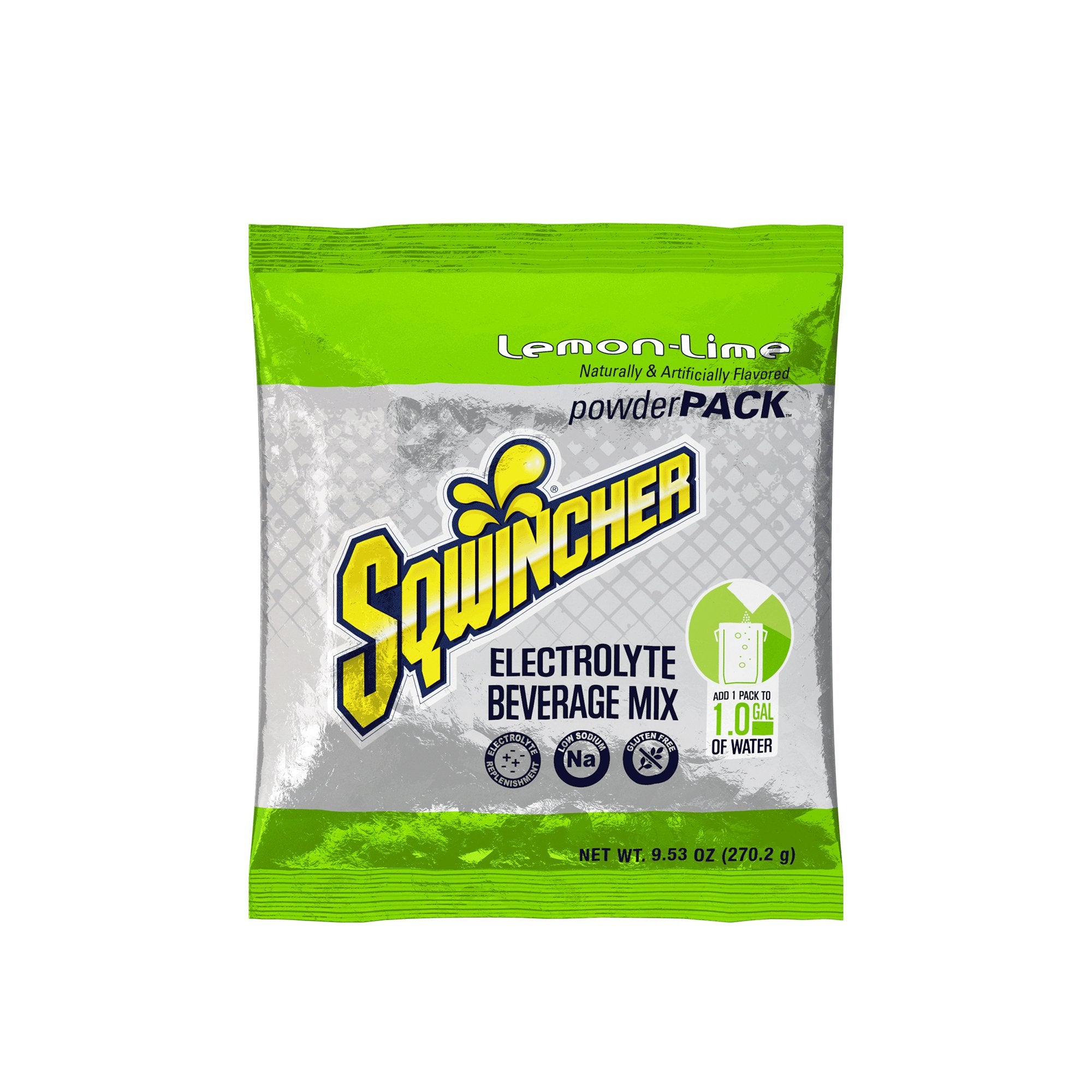 Sqwincher Powder Pack Oral Electrolyte Solution Lemon-Lime Flavor 9.53 oz. Electrolyte (1057725_BX) 20/BX Sqwincher® Powder Pack® Electrolytes