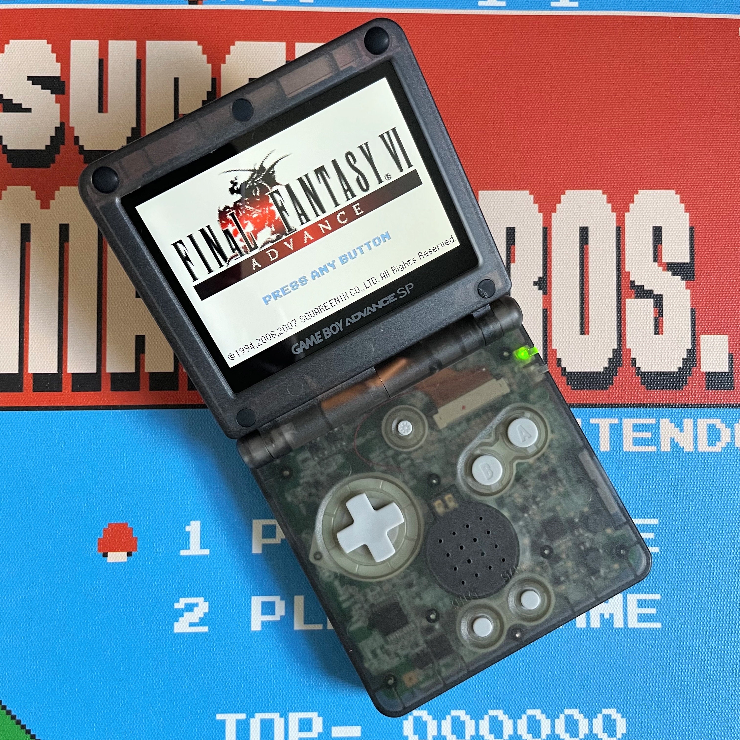 Console Nintendo Gameboy Advance SP Clear Black ricondizionata con schermo retroilluminato IPS V2 ags-101