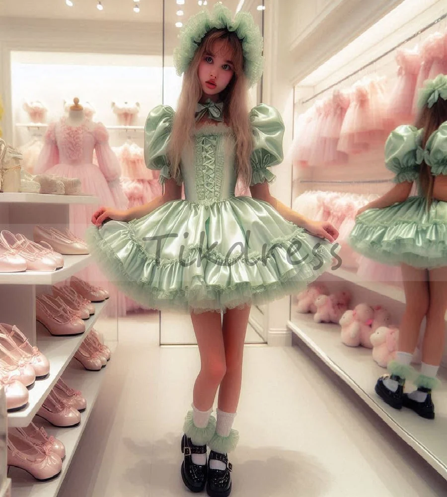 Sexy Mint Green Short Prom Dress 2025 A Line Lace Costume Evening Dress Japanese Anime Formal Lolita Party Dress Customized