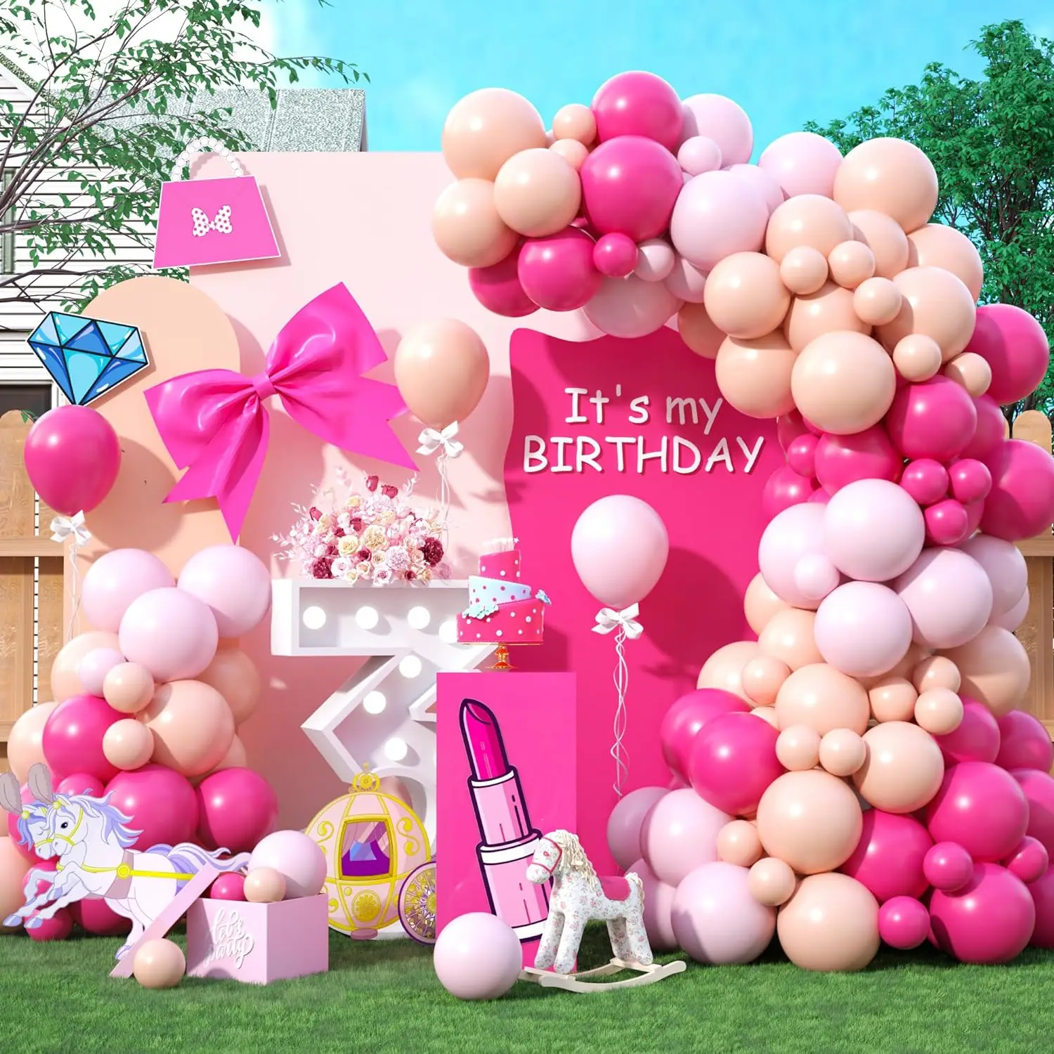 122-teiliges Pfirsich-Orange-Ballon-Latex-Ballon-Set, geeignet für Geburtstagsfeiern, Hochzeiten, Valentinstagsfeiern, Dekoration Image