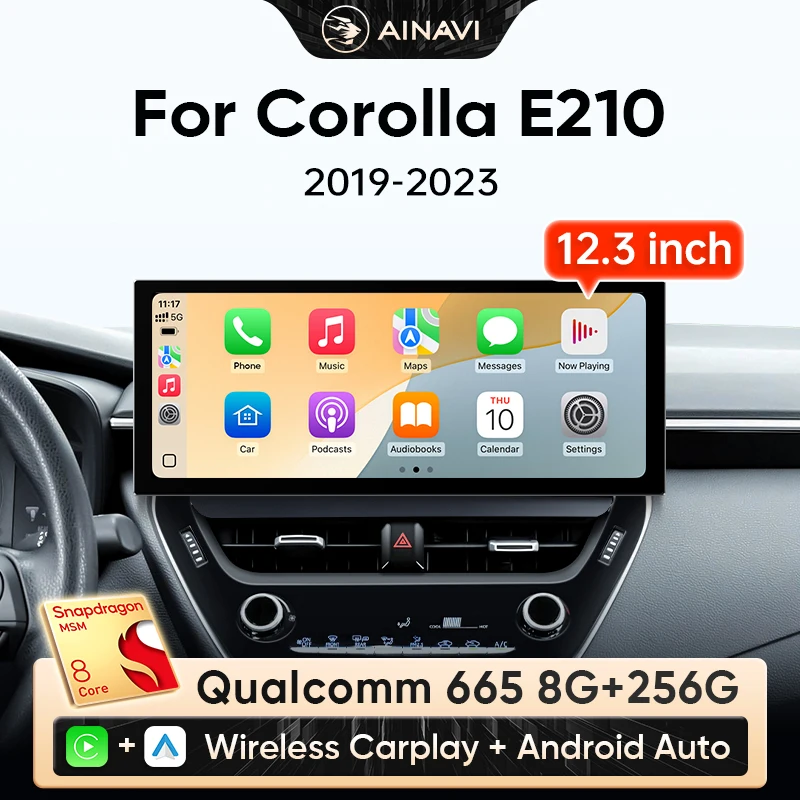 Ainavi 12,3 zoll Auto Multimedia Für Toyota Corolla 2019 2020 2021 2022 2023 Auto Radio Drahtlose Carplay Android Auto audio GPS 4G Image