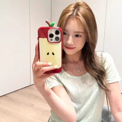 3D Apple Core Phone Case Korean Ins Phone Case for iPhone 16 15 14 13 Pro Max Back Cover Funda Anti Drop Phone Case