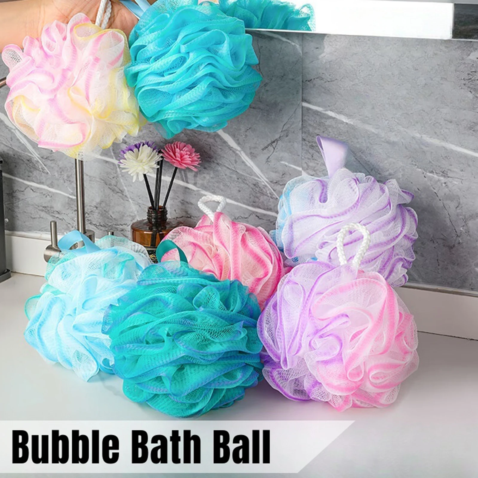 2 pièces ensemble d'éponges de bain exfoliantes bain loofah éponge de douche maille douce boules d'éponge de bain fournitures de salle de bain pour femmes, hommes salle de bain