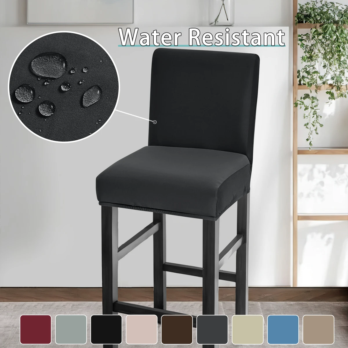 1PC Hocker Abdeckungen Stretch Kurze Rückenlehne Stuhl Abdeckungen Zähler Höhe Stühle Abdeckungen für Küche Esszimmer Café Möbel Image